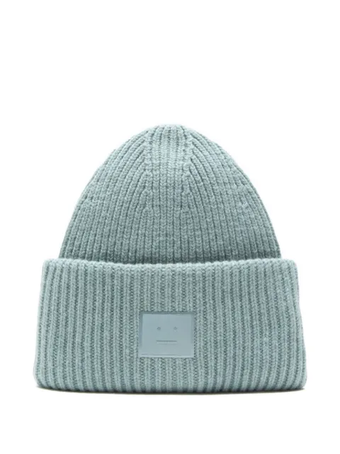 Acne Studios ribbed face-patch beanie hat