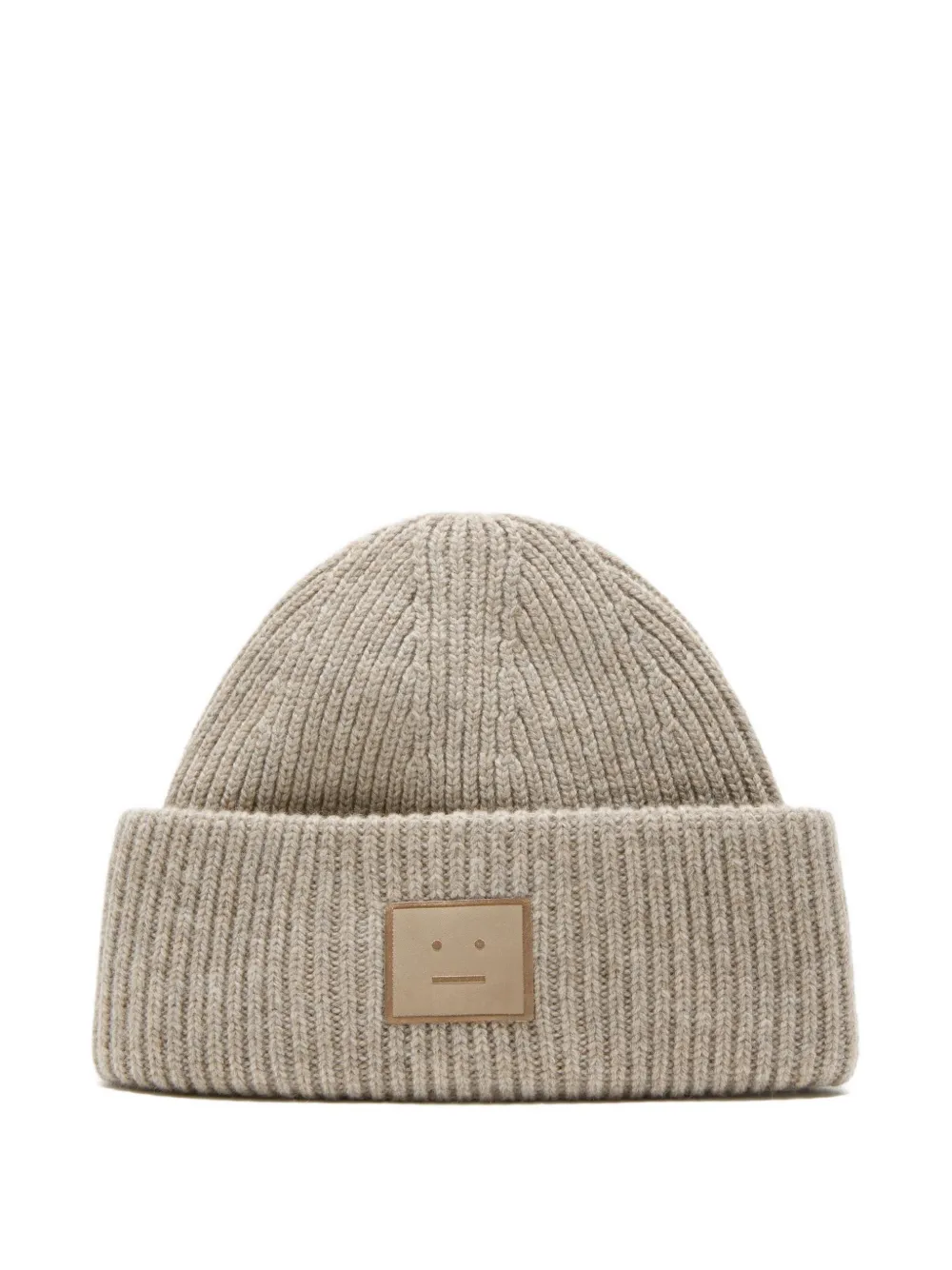 Acne Studios Ribbed Face-patch Beanie Hat In Neutral