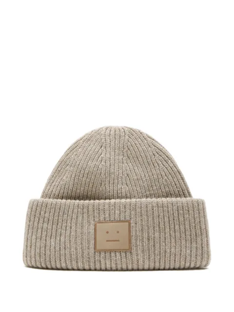 Acne Studios gorro tejido de canalé con parche de cara