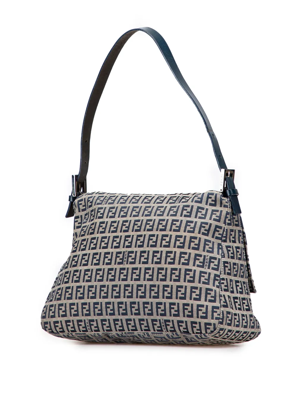 Pre-owned Fendi 2000-2010 Zucchino Canvas Mamma Forever Shoulder Bag In Gray