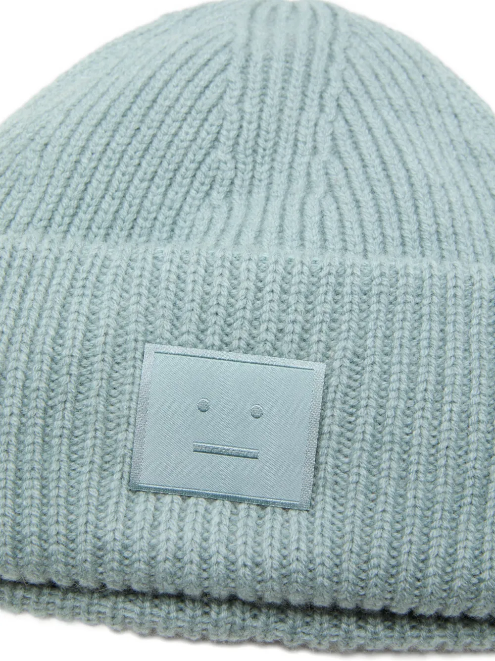 Acne Studios Ribbed Face-patch Beanies Hat In Blue