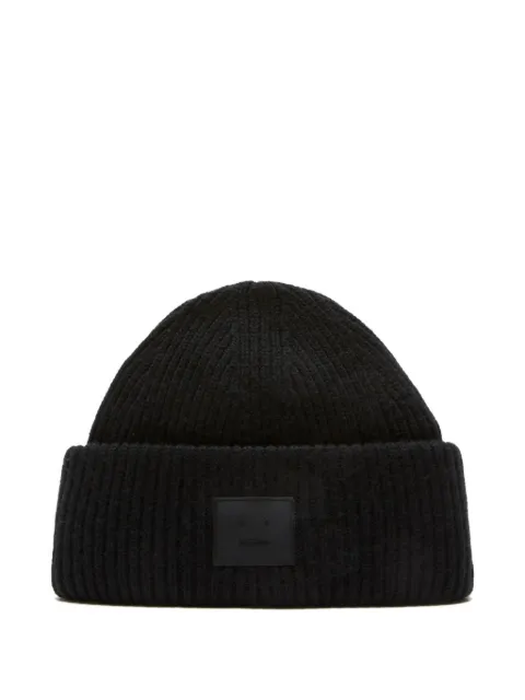 Acne Studios ribbed face-patch beanie hat
