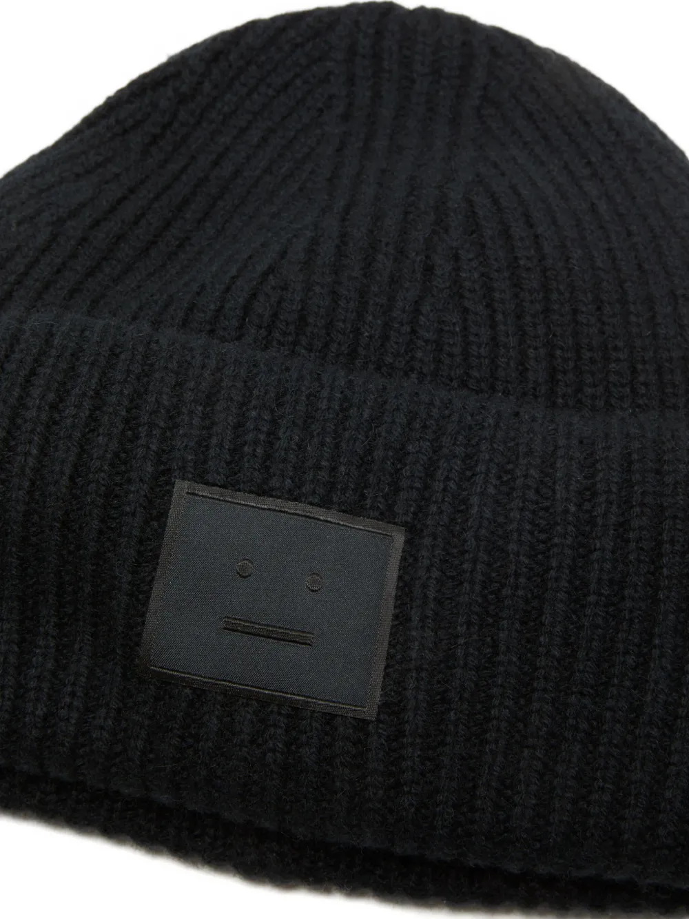 Acne Studios Ribbed Face-patch Beanie Hat In Brown
