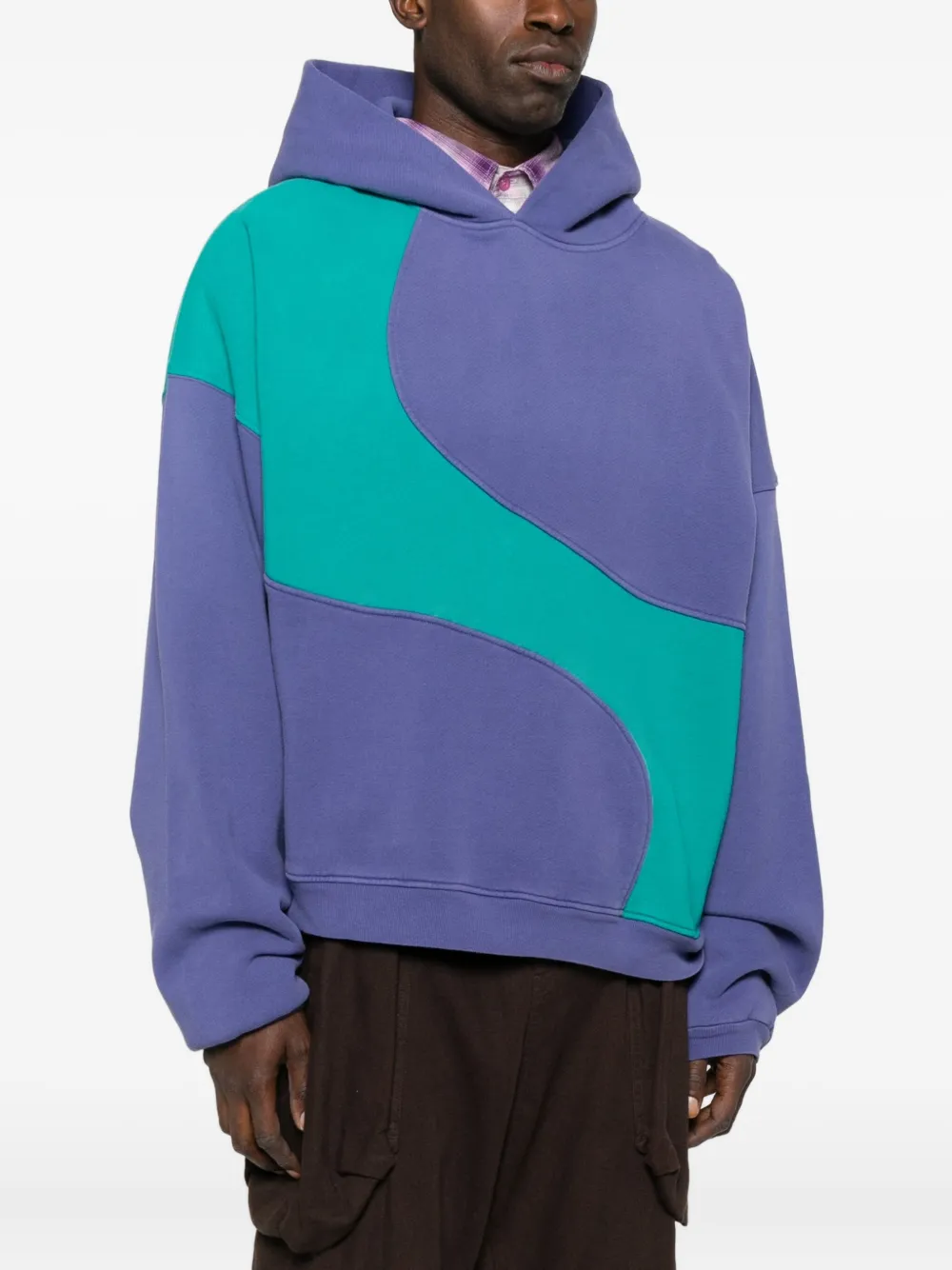 Erl Color Block Hoodie Sweatshirt In Blue