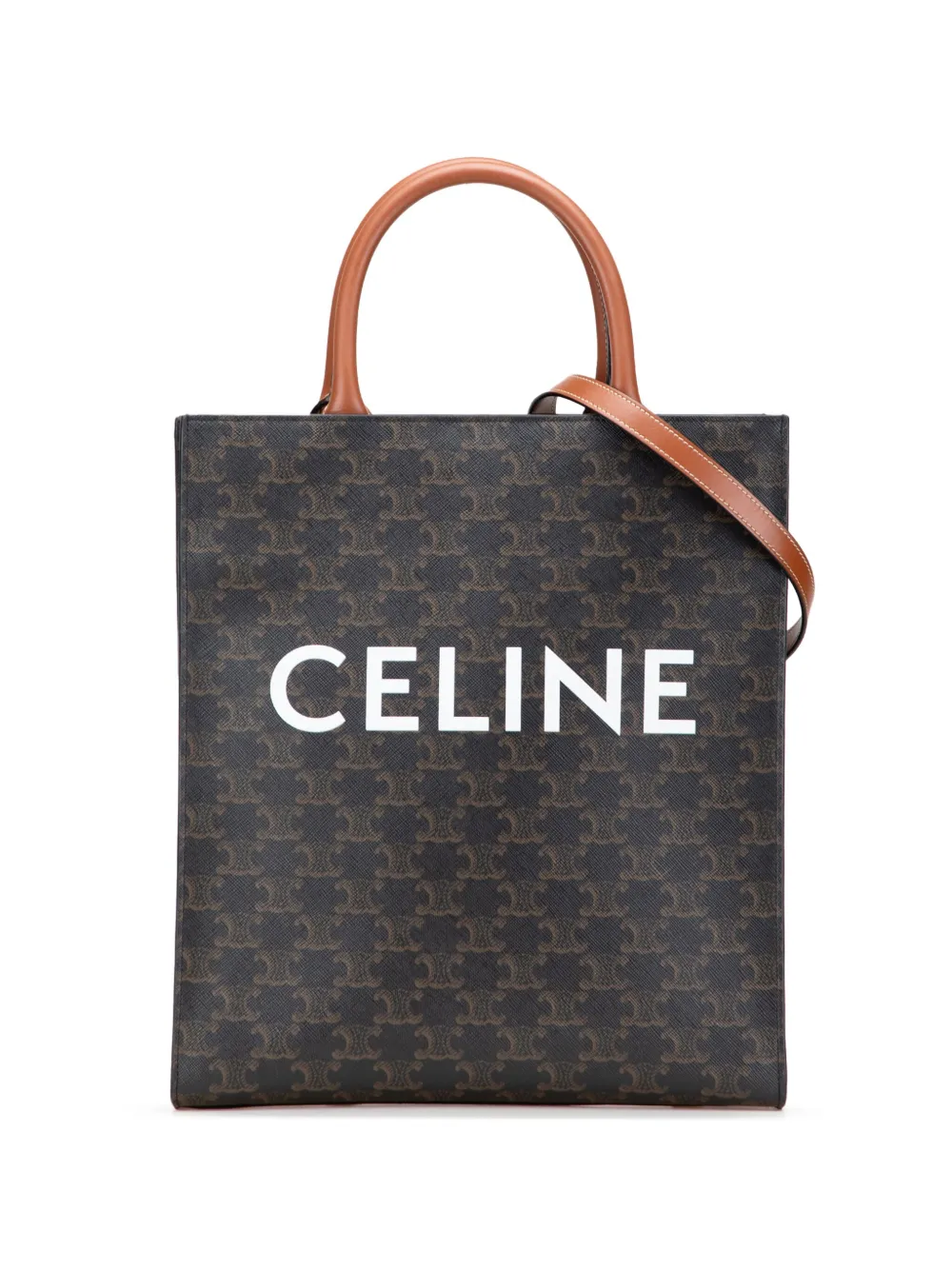 Celine Pre-Owned 2022 Small Triomphe Coated Canvas Vertical Cabas Tote Celine Pre-Owned 2022 Small Triomphe Coated Canvas Vertical Cabas Tote