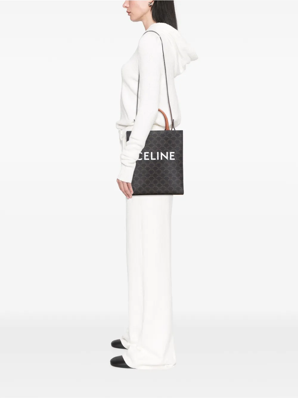 Celine Pre-Owned 2022 Small Triomphe Coated Canvas Vertical Cabas Tote satchel | Pre-Owned | Image 2