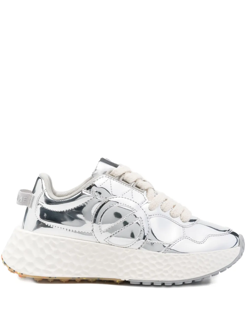 No Name Metallic Quilted Trainers In Silver