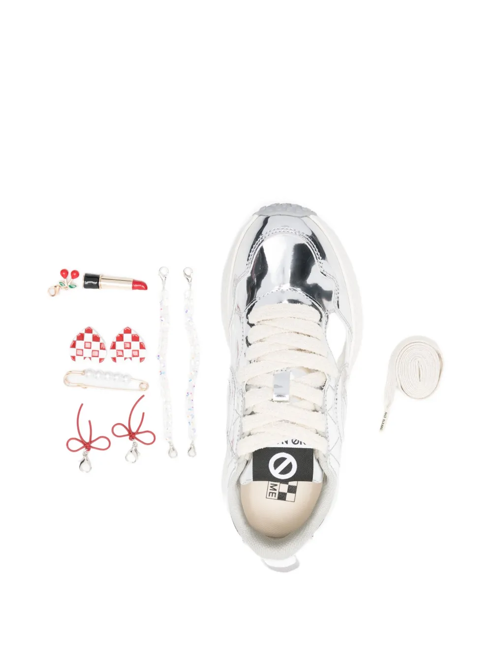 No Name Metallic Quilted Trainers In Silver