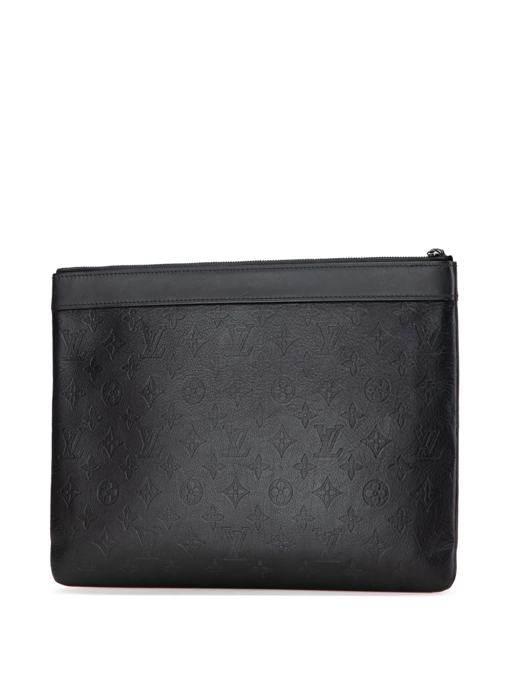 Pre-owned Louis Vuitton 2020 Monogram Shadow Discovery Pochette Clutch Bag In Black