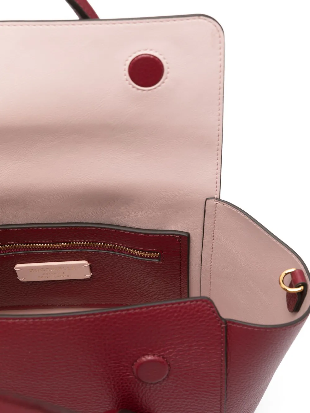 Coccinelle Double Beat Medium Leather Bag In Burgundy