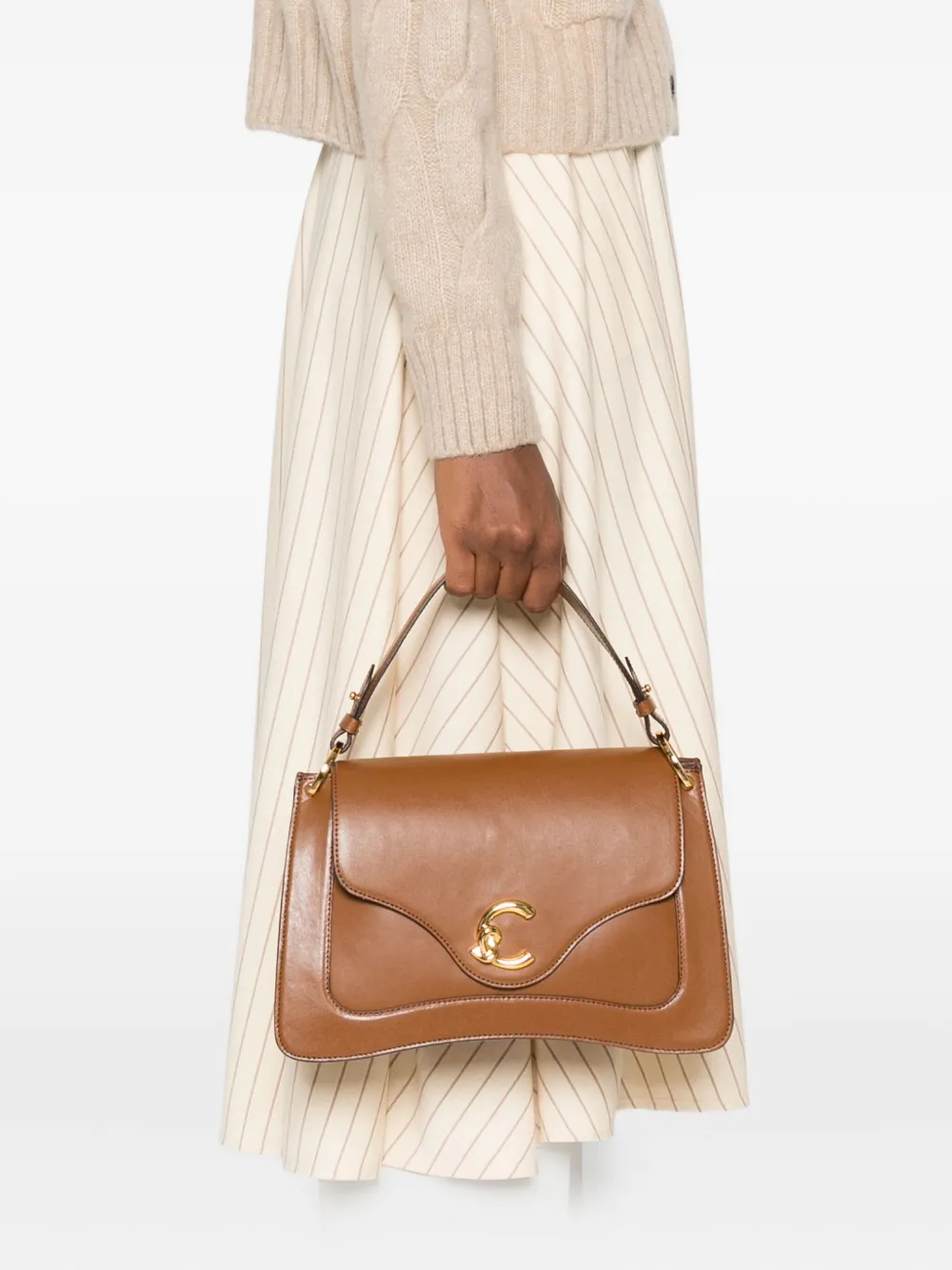 Coccinelle logo-plaque shoulder bag - Bruin