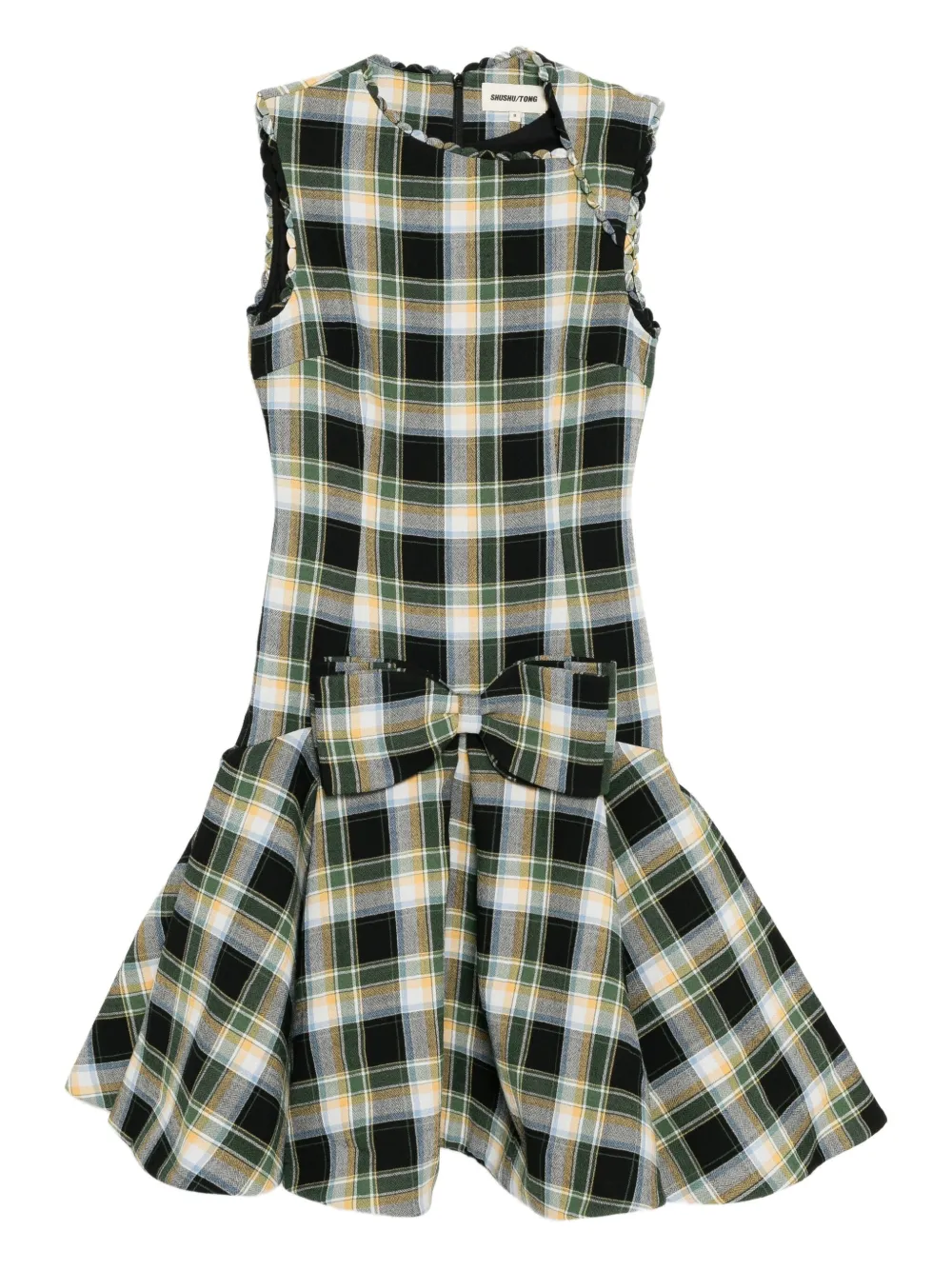 SHUSHU/TONG plaid sleeveless wavy dress - Toni neutri