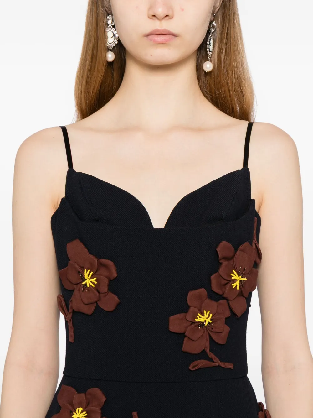 Shushu-tong Flower-embroidered Mini Dress In Blue