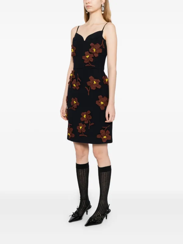 Shushu/tong Flower Embroidered Mini Dress - Blue
