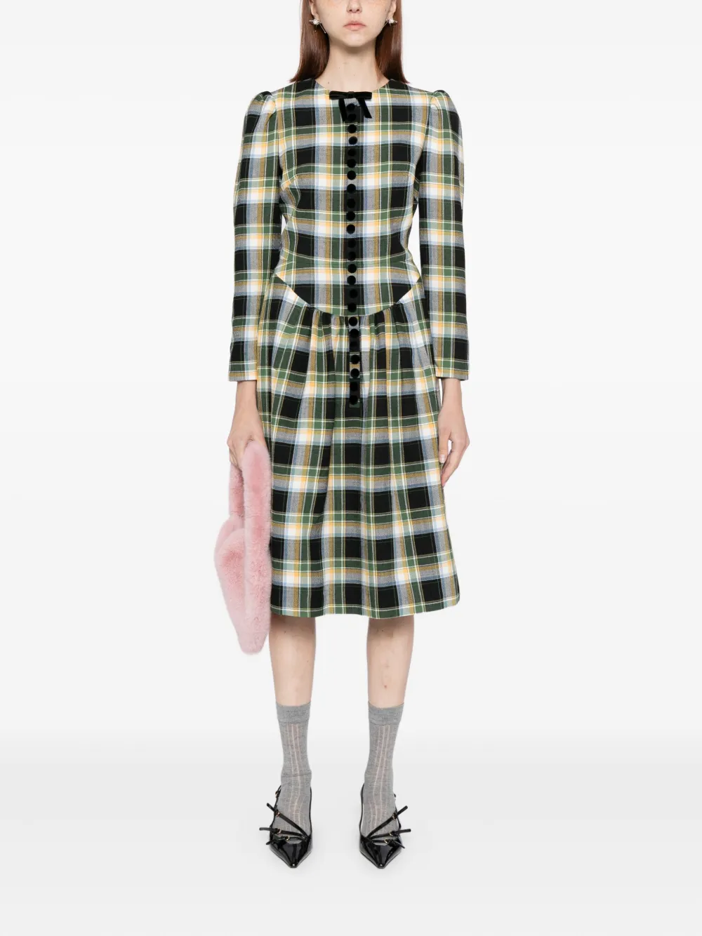 SHUSHU/TONG plaid dress - Zwart