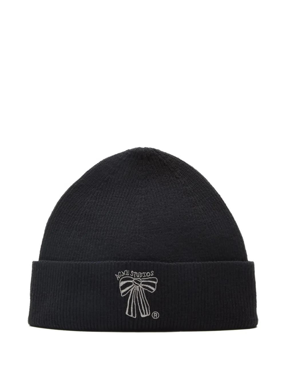 Acne Studios Embroidered Beanie Hat In Black