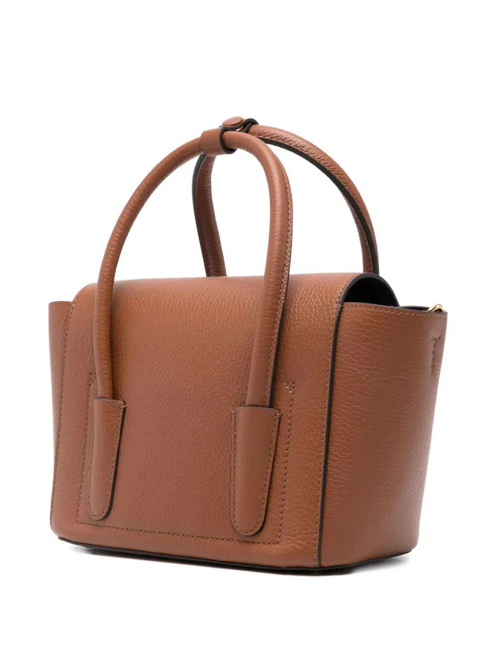 Coccinelle Structured Calfskin Shopper Bag With Gold-tone Accents In Brown