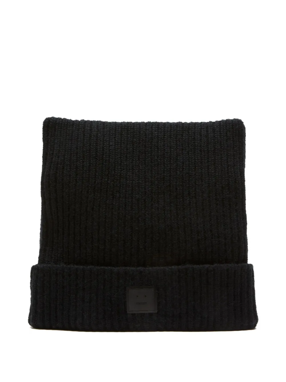 Acne Studios Ribbed Face-patch Beanie Hat In Black