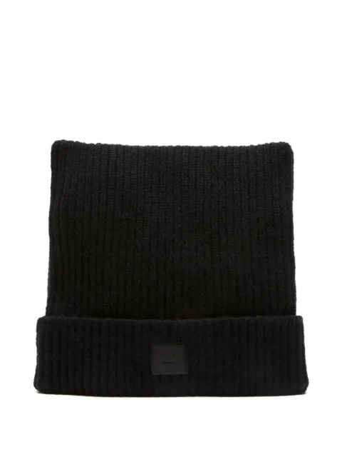 Acne Studios gorro tejido de canalé con parche de cara