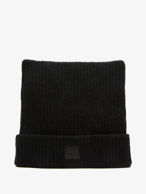 Acne Studios gorro tejido de canalé con parche de cara