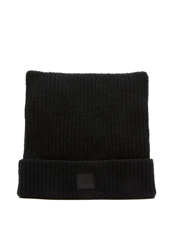 Acne Studios Face Logo Square Beanie in Black