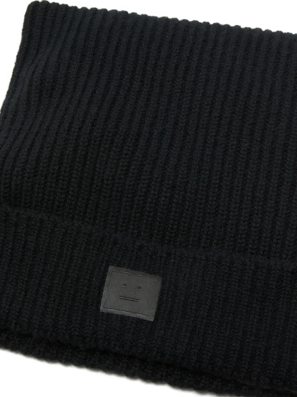 Acne Studios Ribbed Face-patch Beanie Hat In Black
