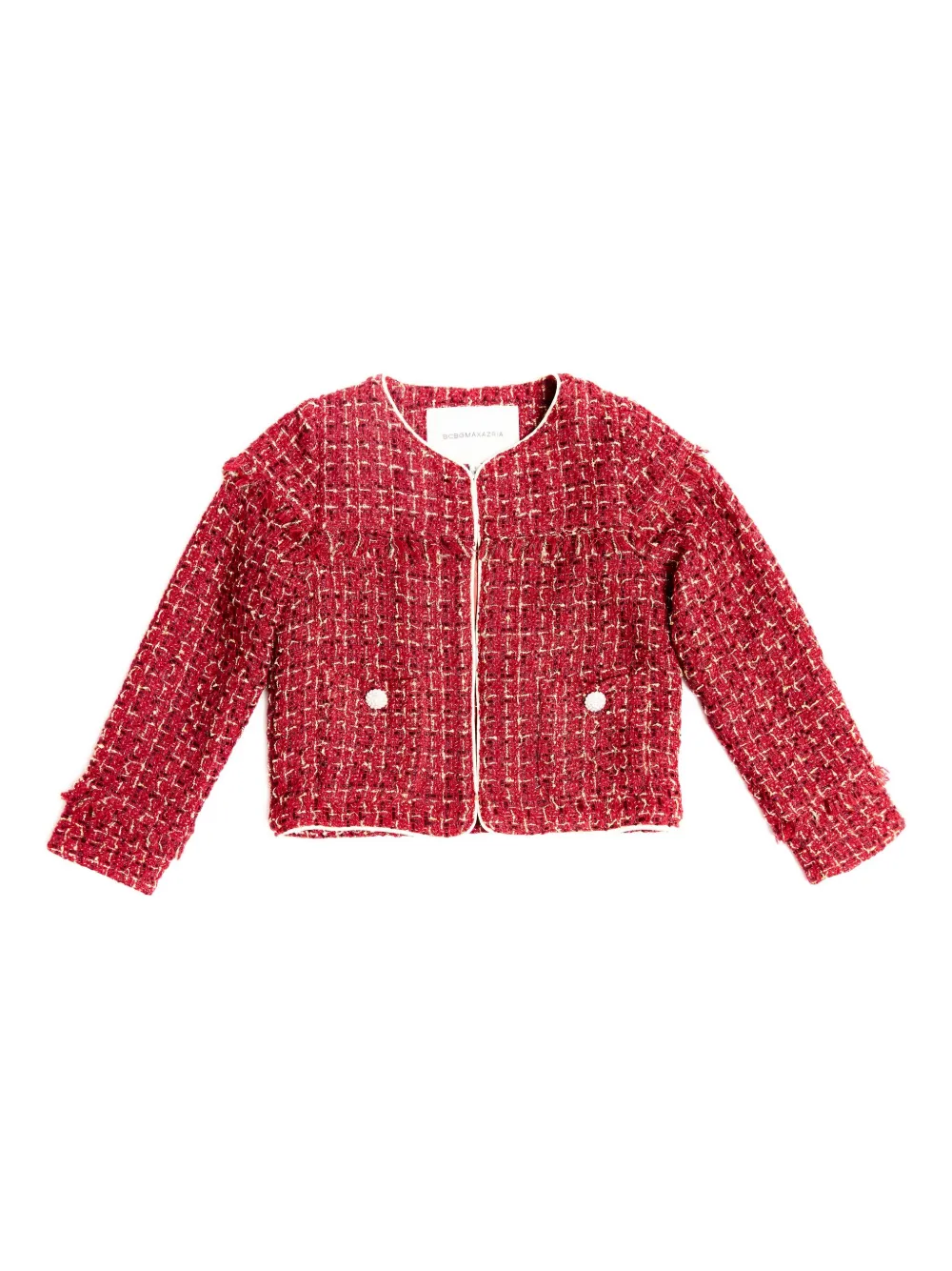 BCBG KIDS frayed tweed jacket - Rosso