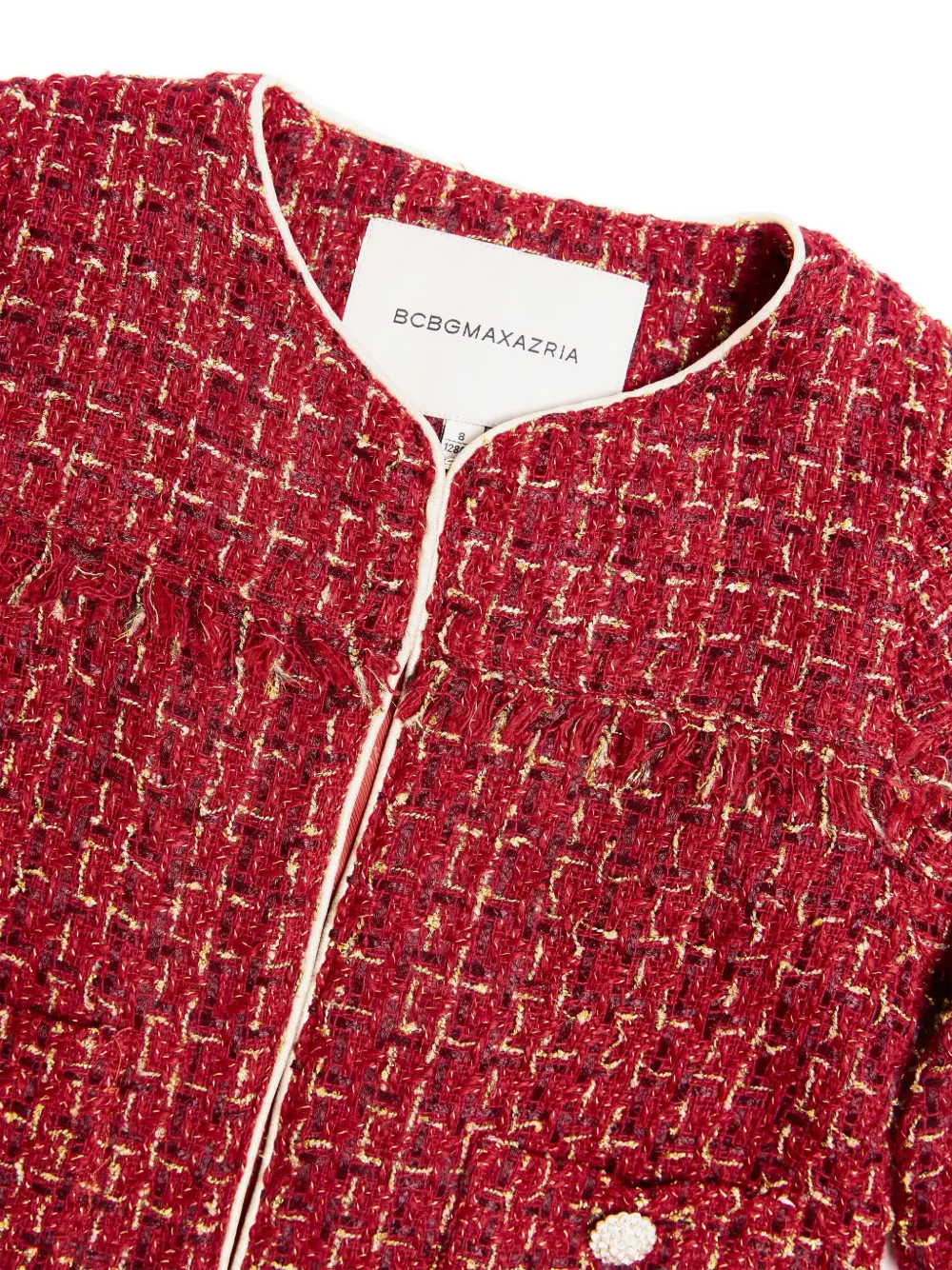 BCBG KIDS Tweed jack met franje Rood