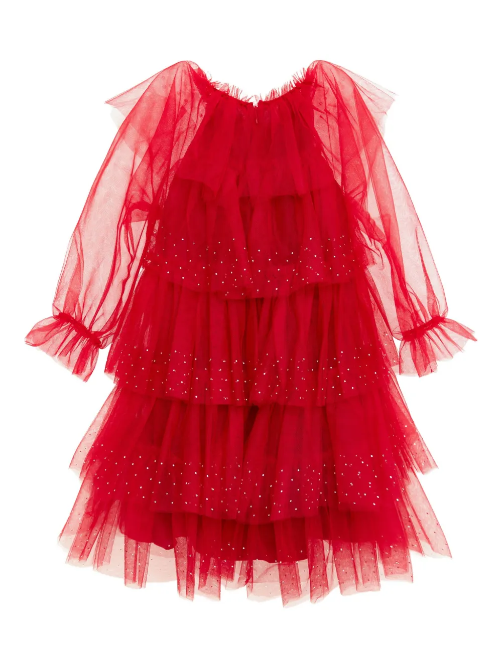 BCBG KIDS Gelaagde tulen jurk verfraaid met stras Rood