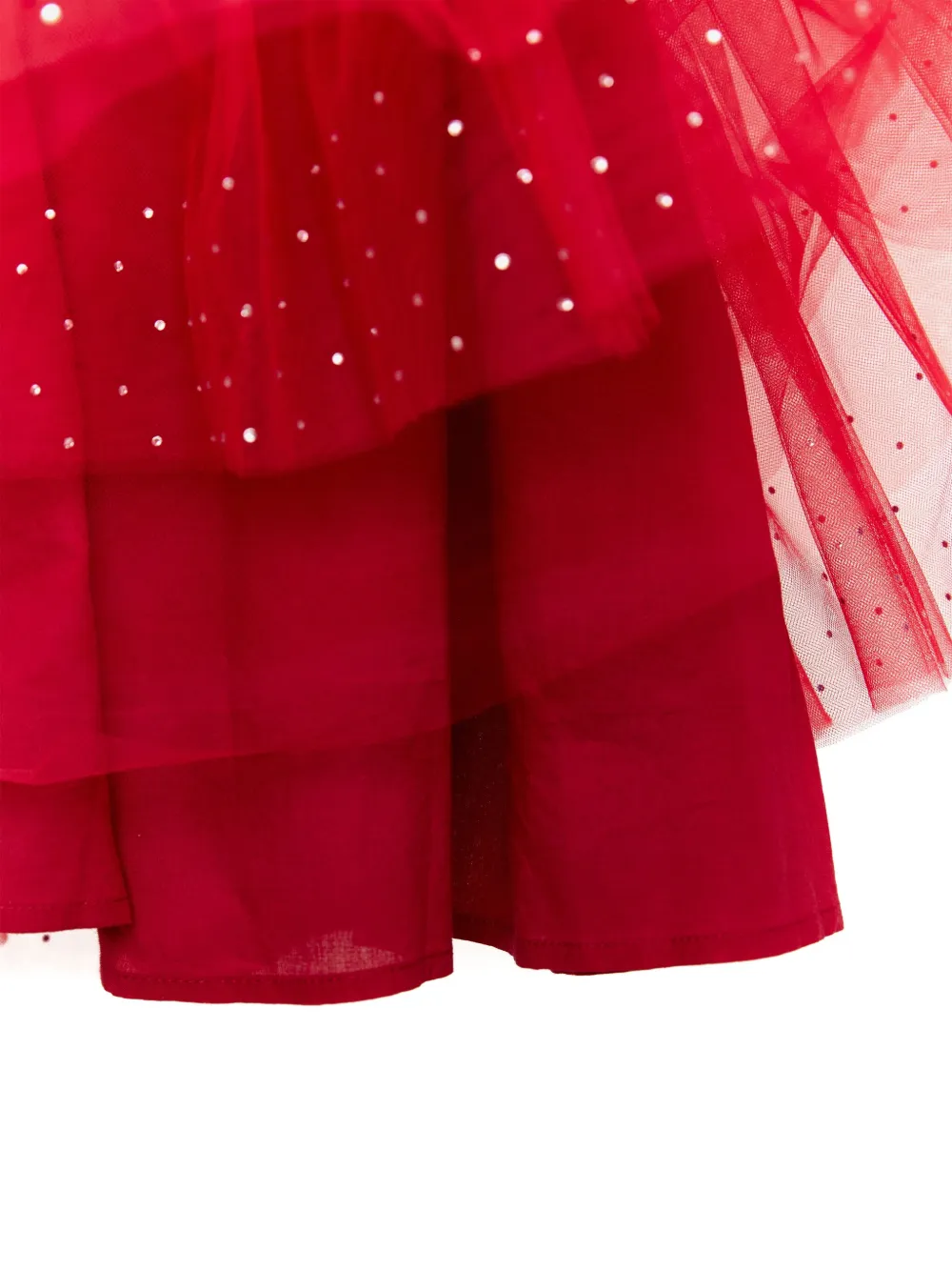 BCBG KIDS Gelaagde tulen jurk verfraaid met stras Rood