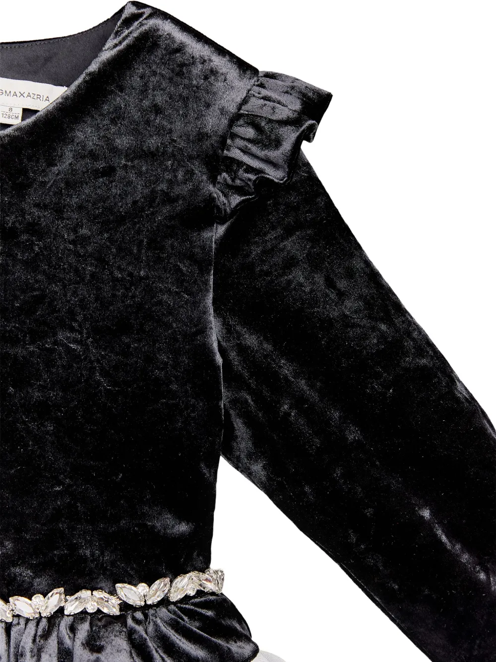 BCBG KIDS Fluwelen en tulen jurk met ruches Zwart