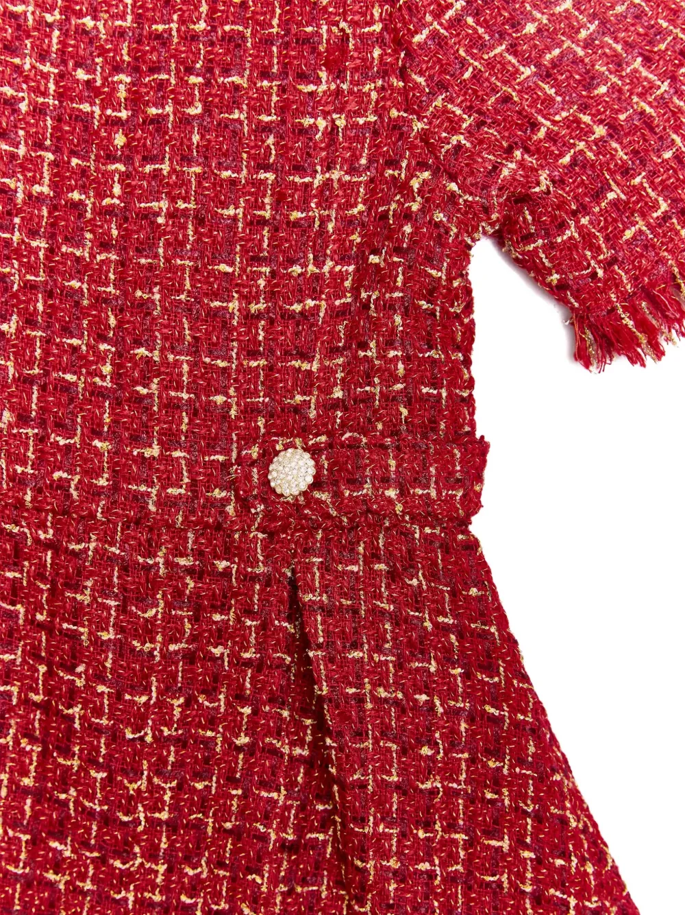 BCBG KIDS Tweed jurk met franje Rood