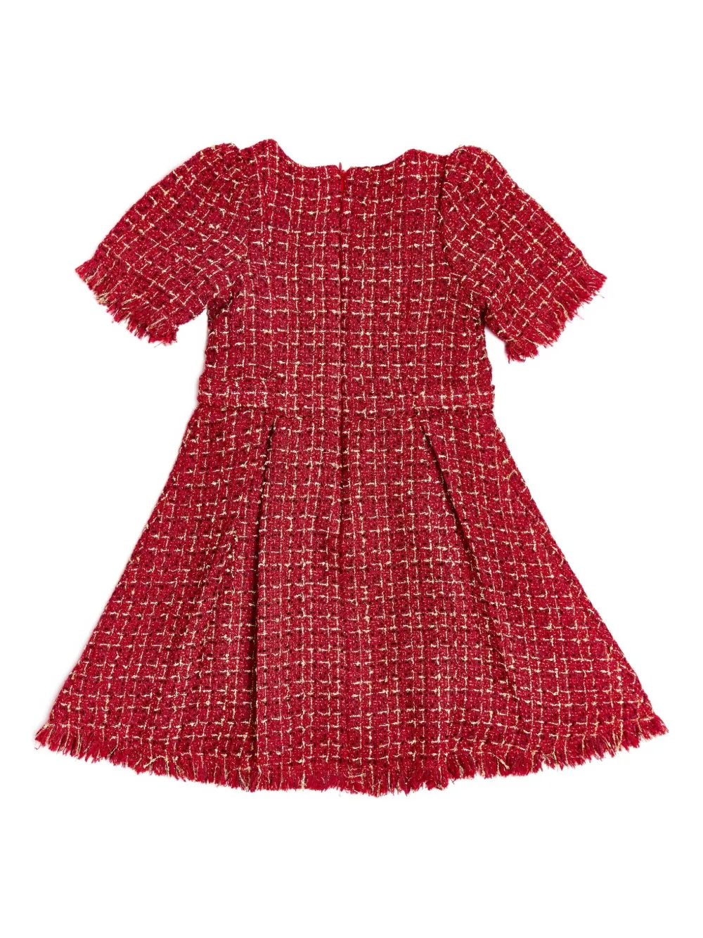 BCBG KIDS Tweed jurk met franje Rood