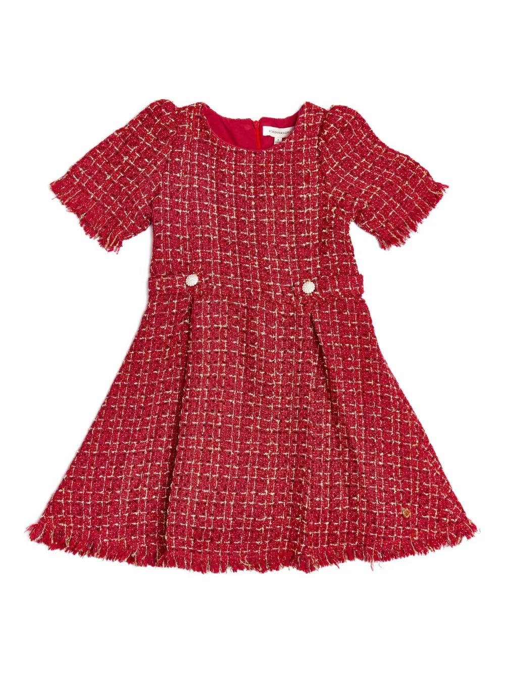 BCBG KIDS fringed tweed dress - Rosso