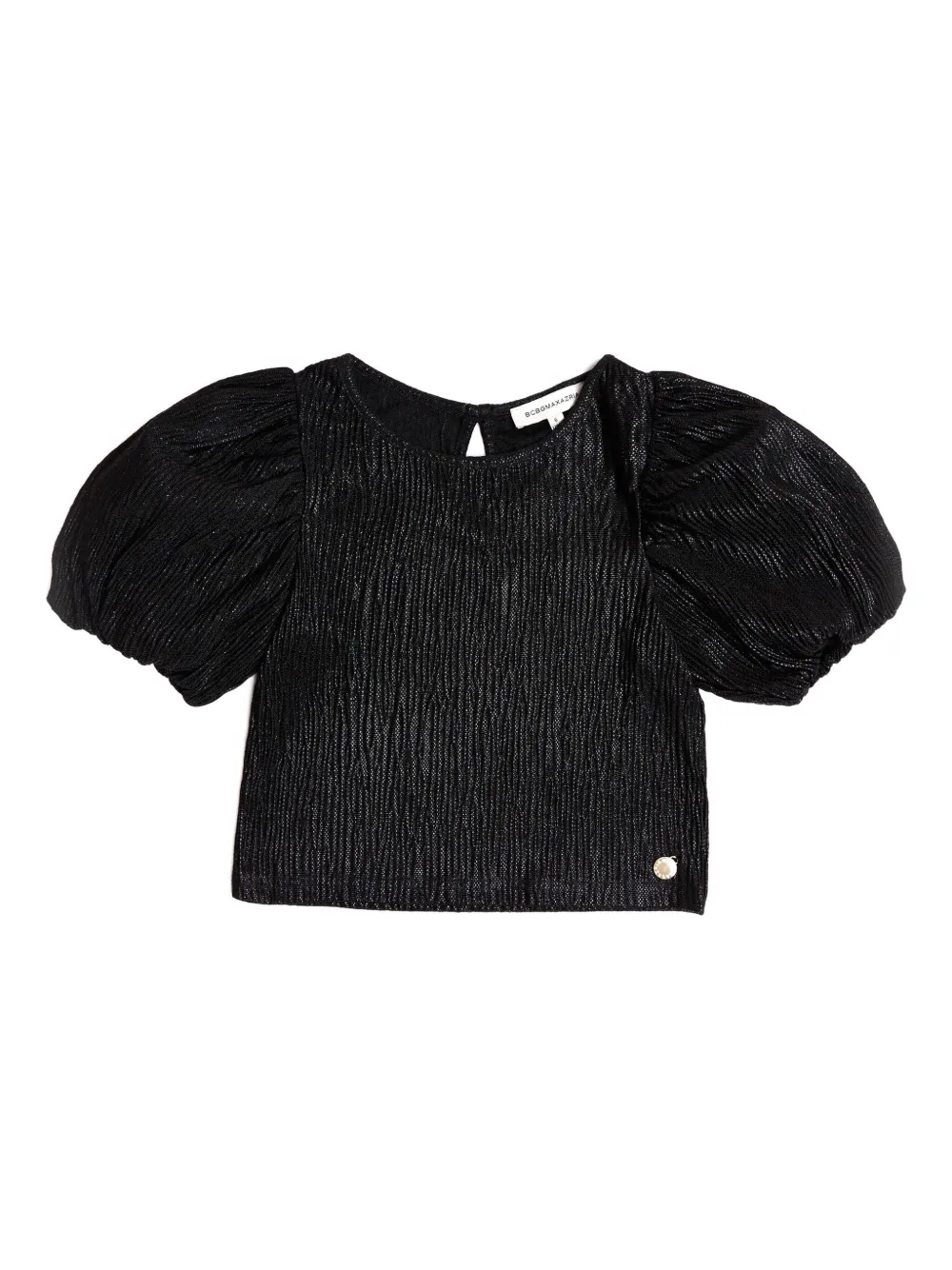 BCBG KIDS puff-sleeved metallic top | Black | Image 1