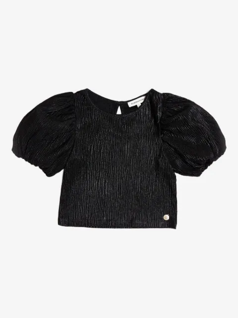BCBG KIDS puff-sleeved metallic top