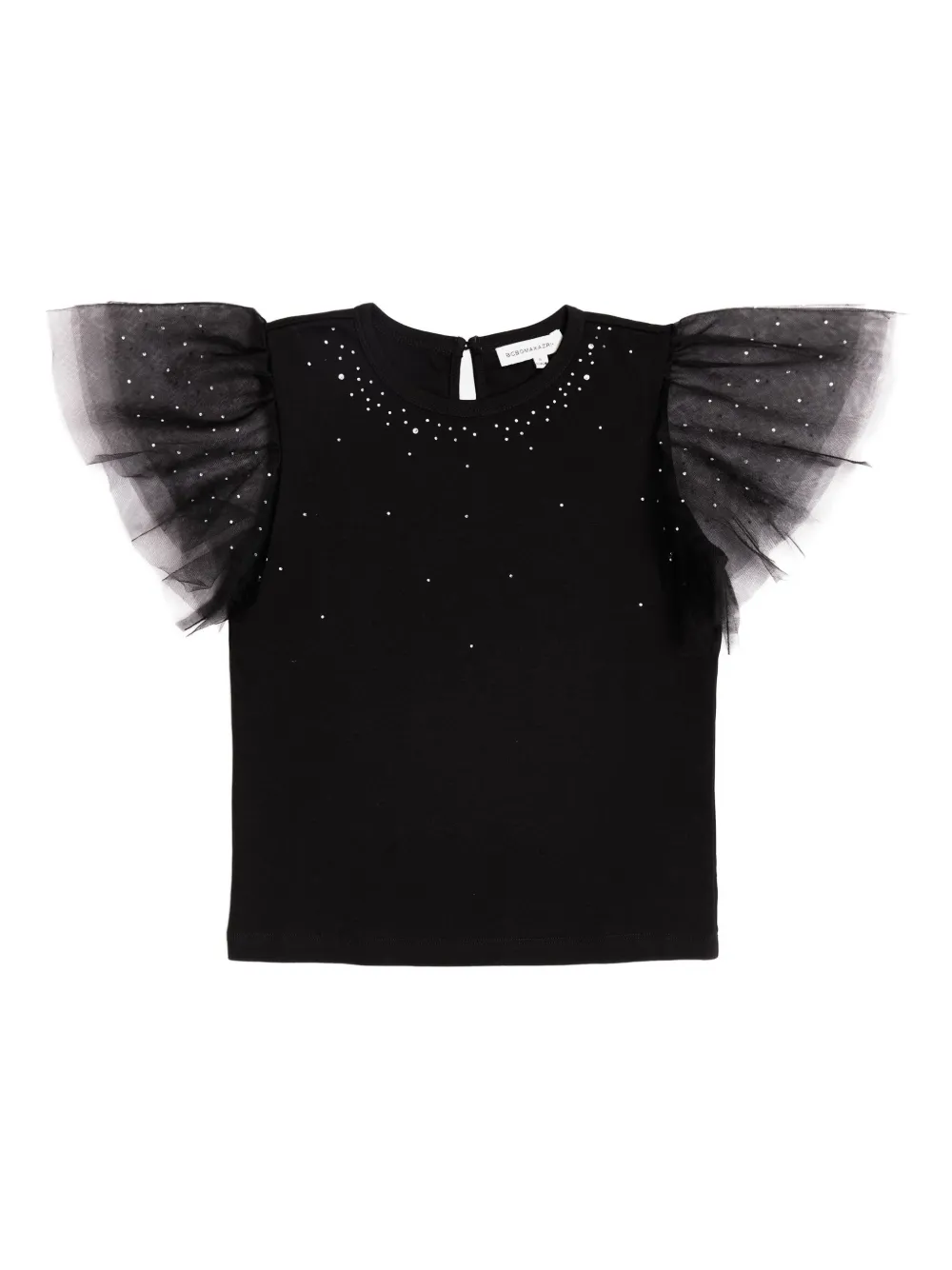 BCBG KIDS tulle-sleeve top - Nero