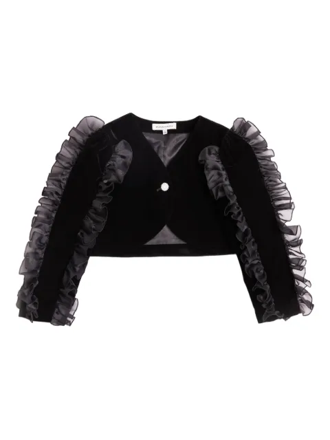 BCBG KIDS chamarra de terciopelo con ribete de volantes