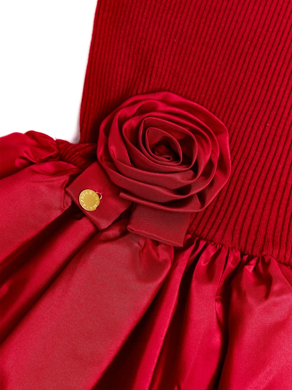 BCBG KIDS Geribbelde jurk verfraaid met rozen Rood