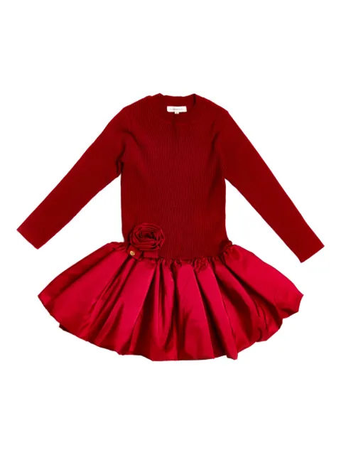 BCBG KIDS rose-embellished ribbed dress