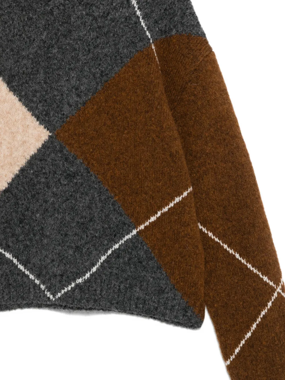 Semicouture Brown Sweater With Round Neck And All-over Argyle Motif In Wool Blend Woman In Gray
