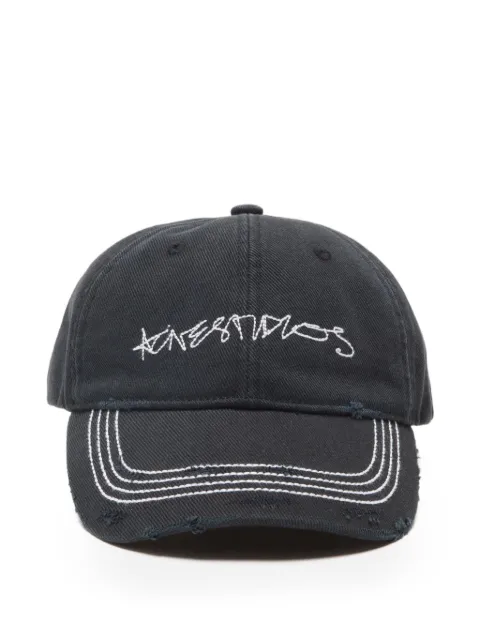 Acne Studios gorra de béisbol con bordado y efecto envejecido