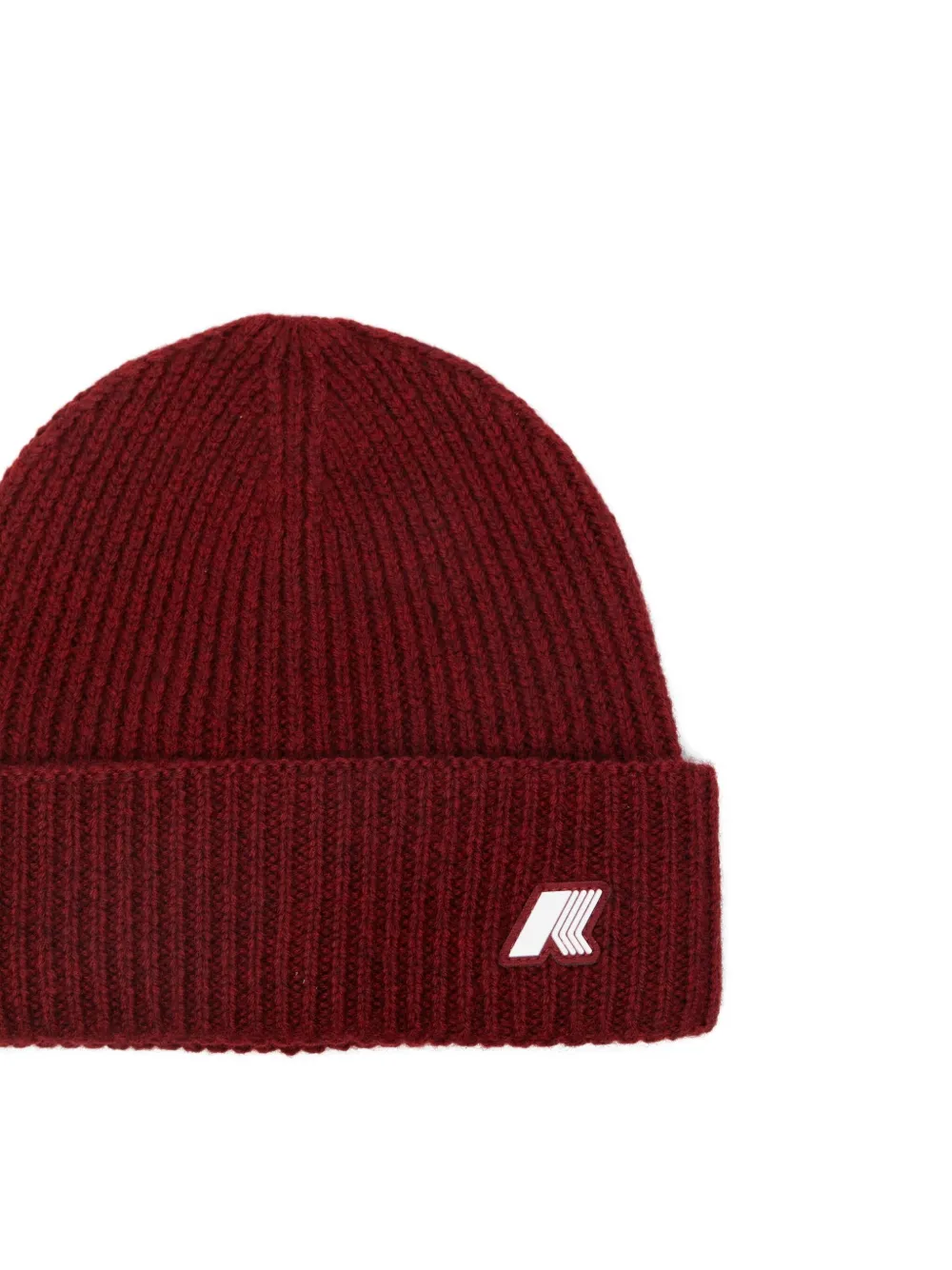 K-way Ribbed Logo Beanie In Burgundy