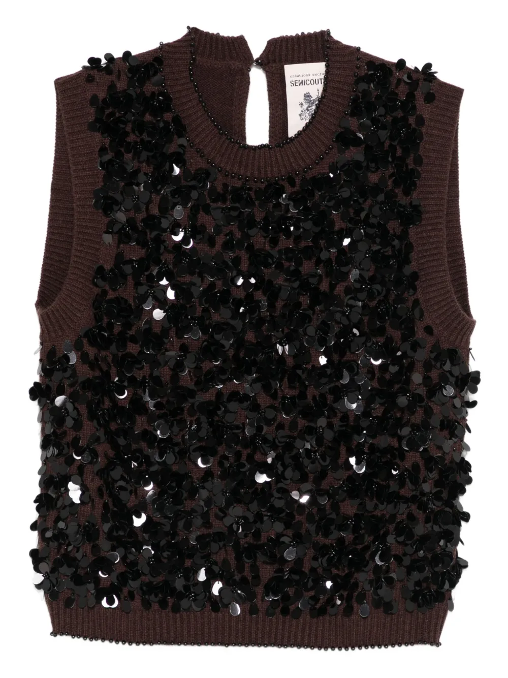 Semicouture Lorena sequin-embellished sleeveless top | Brown | Image 1