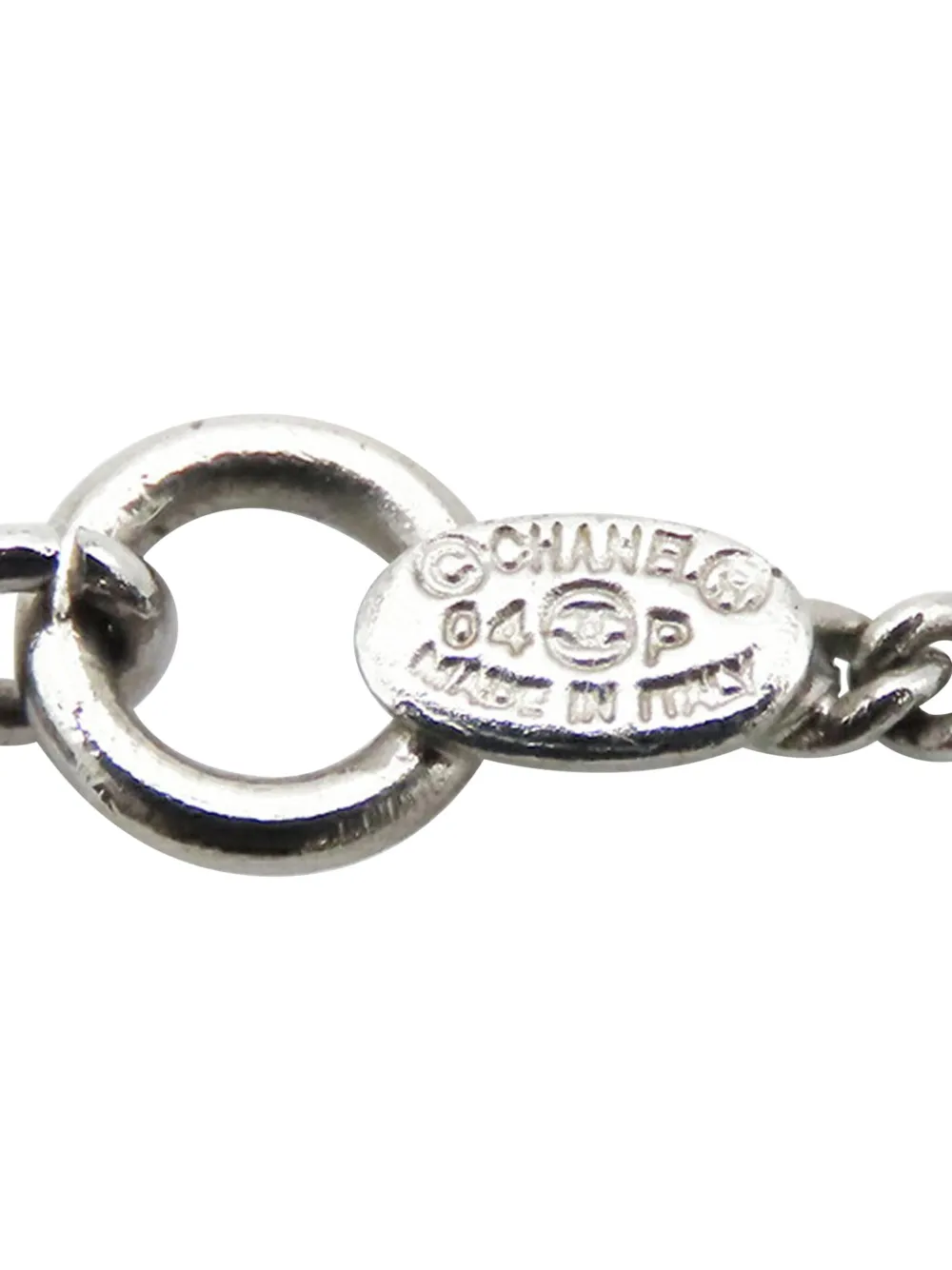  Chanel Pre-owned 2004 Cc Silver Plated Enamel Heart And Clover Charm Pendant Necklace Costume Necklace - Pink 