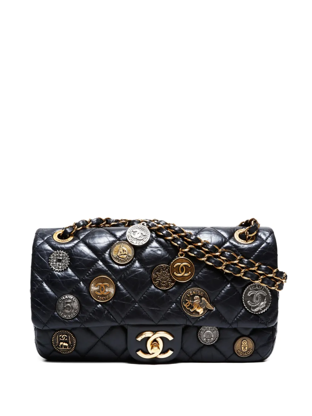 CHANEL Pre-Owned 2014 コイン メダリオン フラップ ショルダーバッグ - ブラック CHANEL Pre-Owned 2014 コイン メダリオン フラップ ショルダーバッグ - ブラック