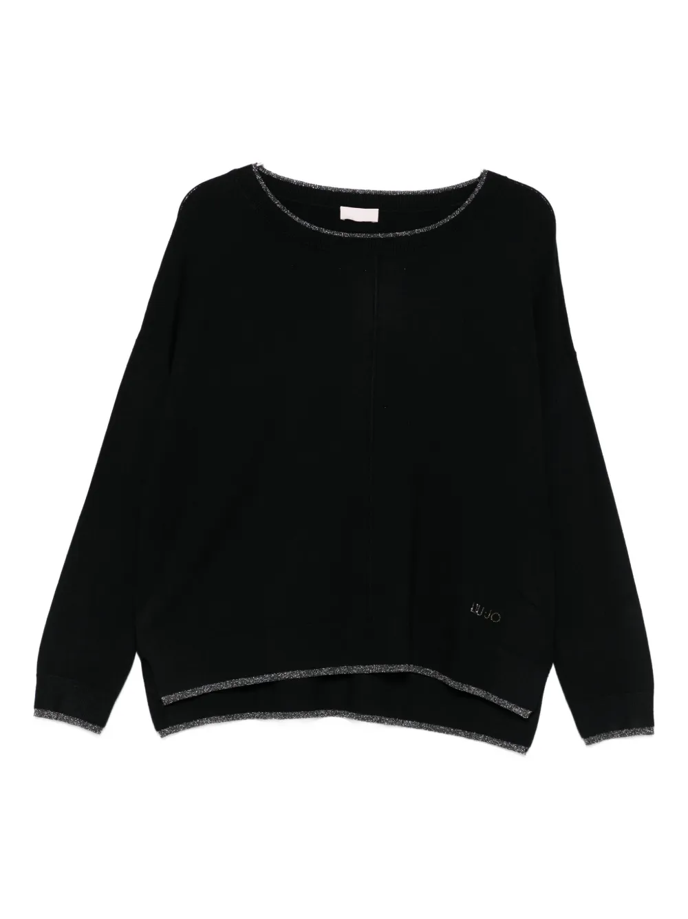 Liu •jo Glitter-trimmed Sweater In Black