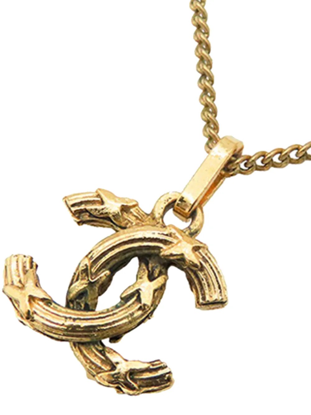 CHANEL Pre-Owned 1970-1980 CC Gold Plated Pendant Necklace costume necklace | Image 2