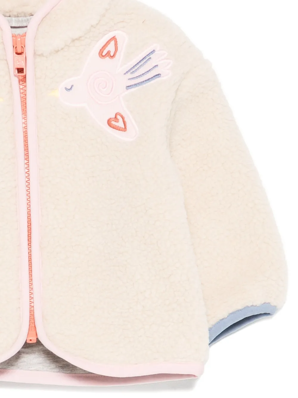 Stella McCartney Kids Jack met geborduurde vogel en fleece textuur Beige