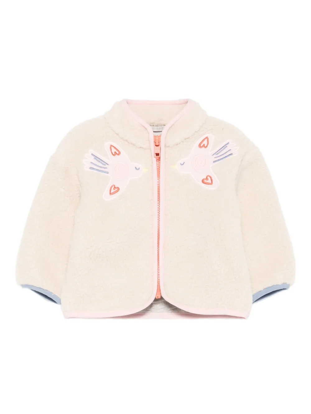 Stella McCartney Kids bird-embroidered fleece-texture jacket - Toni neutri